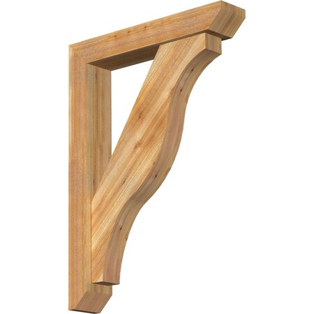 Ekena Millwork Funston Slat Rough Sawn Bracket w/ Offset Brace, Western Red Cedar, 6"W x 32"D x 44"H BKT0604X32X44FST06RWR